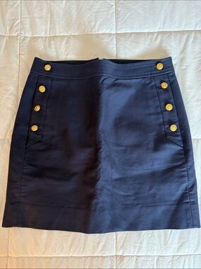 J.Crew Navy Nautical Gold Button Mini Skirt Size 00 Coastal Old Money